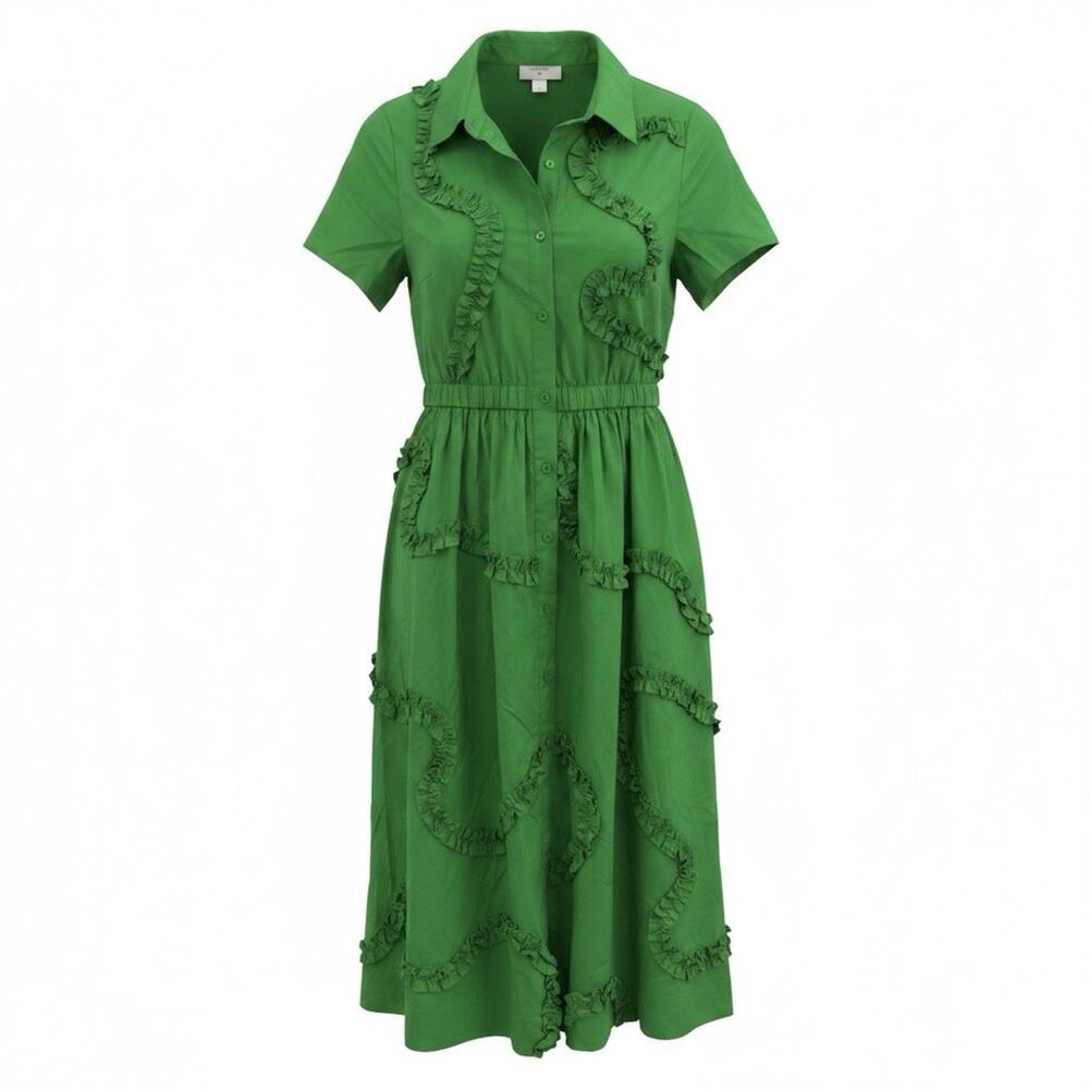 Kate Spade New York x Target Ribbon Ruffle Shirt Dress in kelly green Size XS